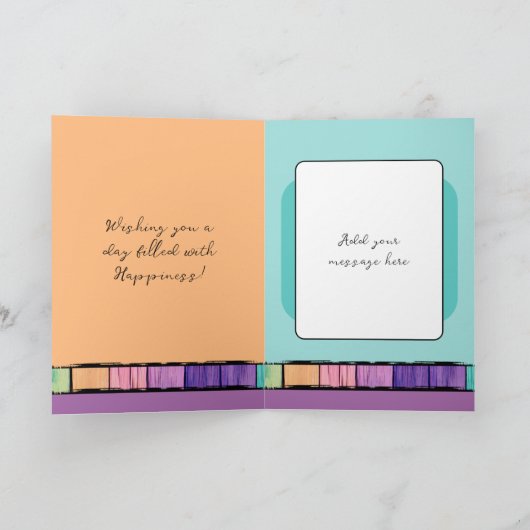 ウィッシュを追加する名前ターコイズ30th birthday カード (内部)