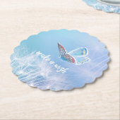 ウィッシュタンポポと蝶のデザイン ペーパーコースター (アングル)