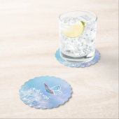 ウィッシュタンポポと蝶のデザイン ペーパーコースター (インサイチュ)