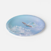 ウィッシュタンポポと蝶のデザイン ペーパープレート (アングル)