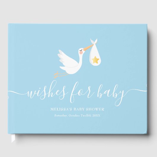 ウィッシュベビーストークスター男の赤ちゃんブルーシャワー ゲストブック (正面)