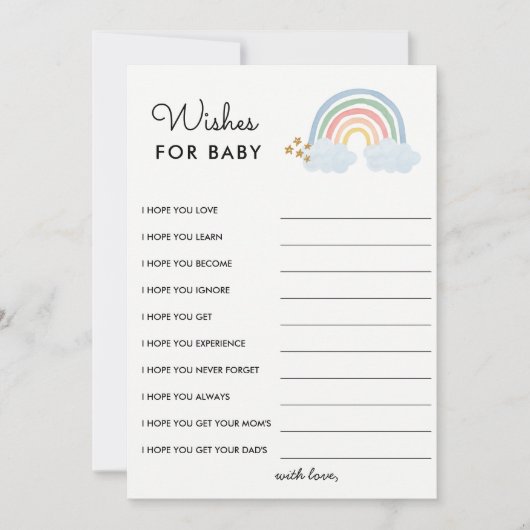ウィッシュベビーパステルレインボーベビーシャワー 招待状 (正面)