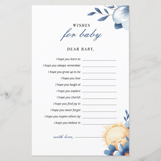 ウィッシュベビー来ここの息子の赤ちゃんシャワーゲーム (正面)