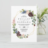 ウィッシュボードブルーウォーターカラーフラワーズ 招待状 (スタンド正面)