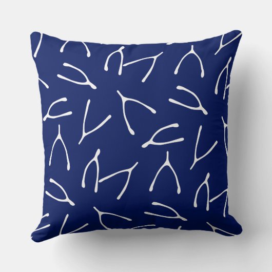 ウィッシュボーン海軍の青と白の幸運パターン クッション (裏面)