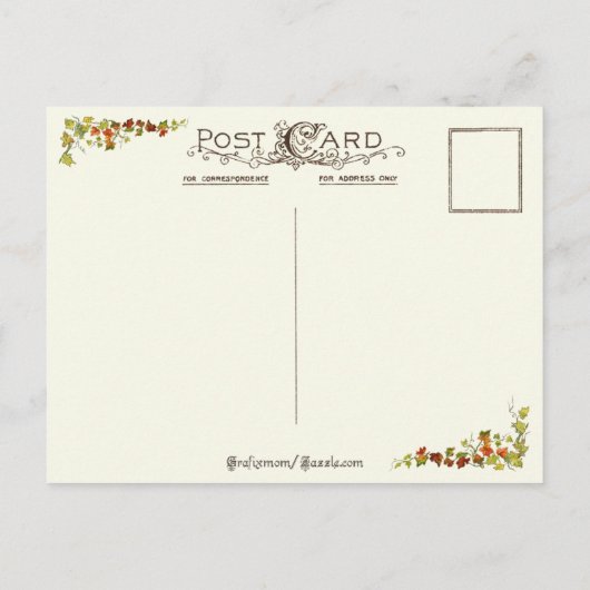 ウィッシュポーンとのヴィンテージの感謝祭トルコ シーズンポストカード (裏面)