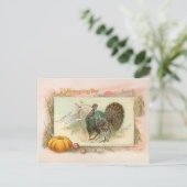 ウィッシュポーンとのヴィンテージの感謝祭トルコ シーズンポストカード (スタンド正面)