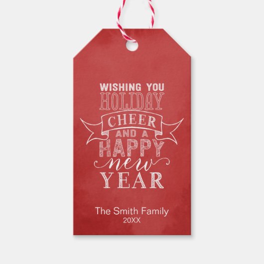 ウィッシュユーホリデイ応援 |レッドウォーターカラーギフトラベル ギフトタグ (正面)