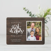 ウィッシュ最高のスの送りスクリプト写真ウッドクリスマス シーズンカード (スタンド正面)