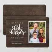 ウィッシュ最高のスの送りスクリプト写真ウッドクリスマス シーズンカード (正面/裏面)