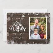 ウィッシュ最高のスを送るScriptフォトウッドスノーフレーク シーズンカード (正面)