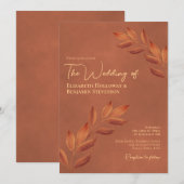 ウィッシュ葉スシエレガントックTerracotta結婚's 招待状 (正面/裏面)