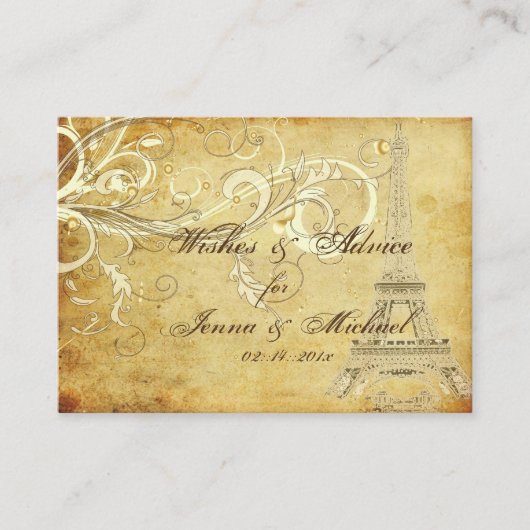 ウィッシュ&アドバイスヴィンテージエッフェルタワー/クリーム渦巻き アドバイスカード (正面)