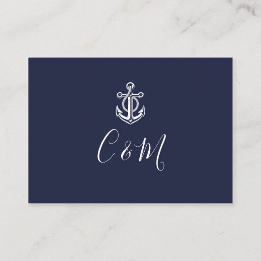 ウィッシングウェルネイビーブルー航海のいかり結婚ズ エンクロージャーカード (裏面)