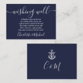ウィッシングウェルネイビーブルー航海のいかり結婚ズ エンクロージャーカード (正面/裏面)