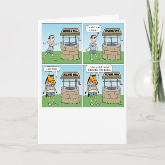 ウィッシングウェルホースおもしろい誕生日 カード (正面)