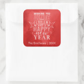 ウィッシングユーホリデイ応援 |赤い水の色シール スクエアシール (バッグ)