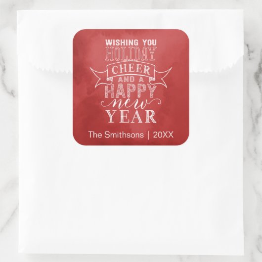 ウィッシングユーホリデイ応援 |赤い水の色シール スクエアシール (バッグ)