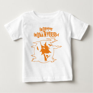ウィッチおもしろいブロムスティックワールドハロウィーンタイポグラフィ ベビーTシャツ