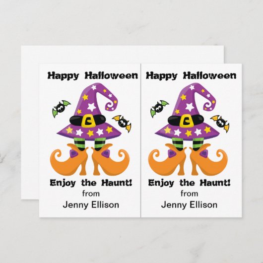 ウィッチおもしろい足スクールパーティーハロウィンカード ポストカード (正面/裏面)