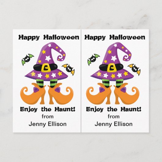 ウィッチおもしろい足スクールパーティーハロウィンカード ポストカード (正面)