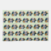 ウィッチかわいらしブラックハットスターパターンハロウィン キッチンタオル (横)