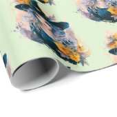 ウィッチかわいらしブラックハットスターパターンハロウィン ラッピングペーパー (ロールコーナー)