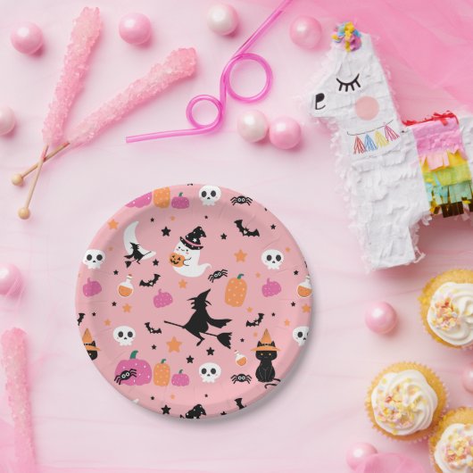 ウィッチこうもりスパイダーズ幽霊パンプキンハロウィーンパターン ペーパープレート (パーティー)