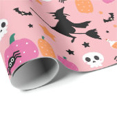 ウィッチこうもりスパイダーズ幽霊パンプキンハロウィーンパターン ラッピングペーパー (ロールコーナー)