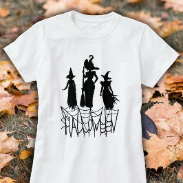 ウィッチとスパイダーウェブハロウィーンティー Tシャツ