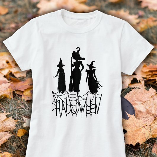 ウィッチとスパイダーウェブハロウィーンティー Tシャツ