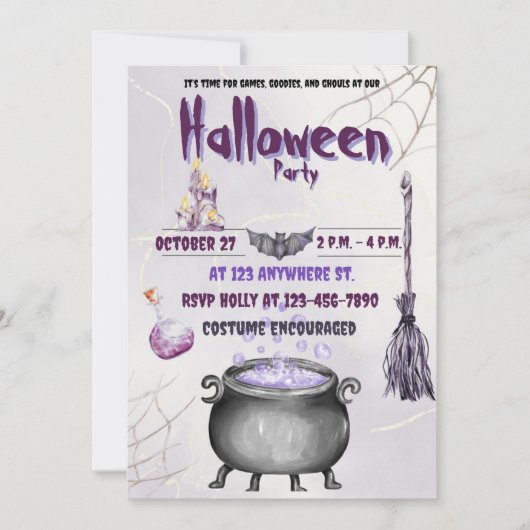 ウィッチとワーロック招待状フラットカード (正面)