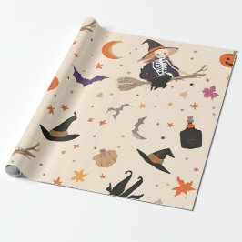 ウィッチと箒のハロウィン ラッピングペーパー