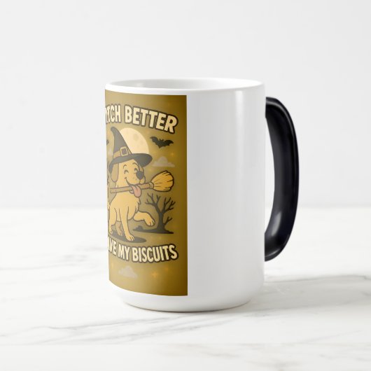 ウィッチは私のビスケットのハロウィーンドグデザインを持っている方が良い モーフィングマグカップ (正面右)