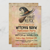 ウィッチまたはワーロックハローウィンパーティ 招待状 (正面/裏面)
