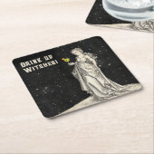 ウィッチをテーマにしたハローウィンパーティカクテルメニュー スクエアペーパーコースター (アングル)