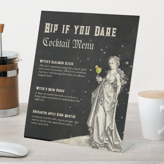 ウィッチをテーマにしたハローウィンパーティカクテルメニュー 台座サイン (インサイチュ)