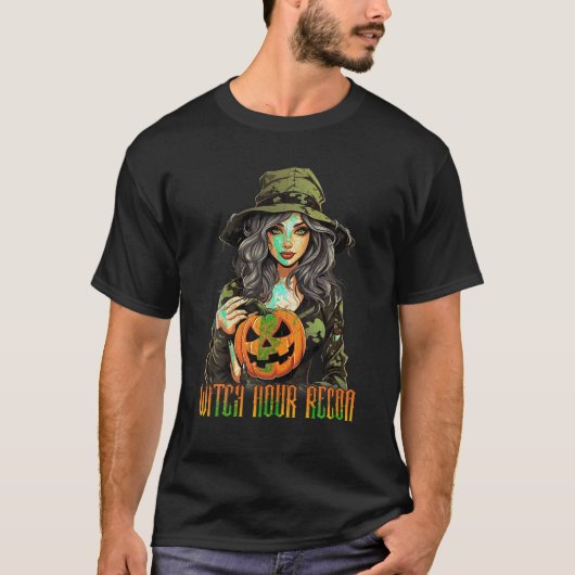 ウィッチアワーレコン迷彩柄ウィッチハロウィンコスチュームT Sh Tシャツ (正面)