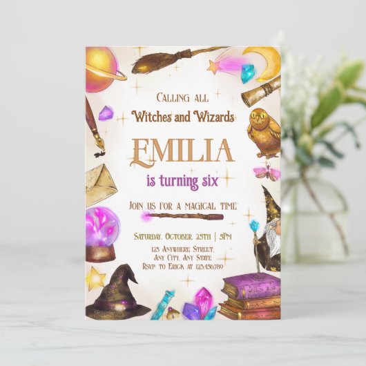 ウィッチアンドウィザーズ女子誕生日マジカルパーティー 招待状 (スタンド正面)