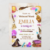 ウィッチアンドウィザーズ女子誕生日マジカルパーティー 招待状 (正面/裏面)