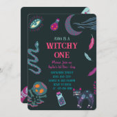 ウィッチィ1歳の誕生日ハロウィーン招待状 招待状 (正面/裏面)