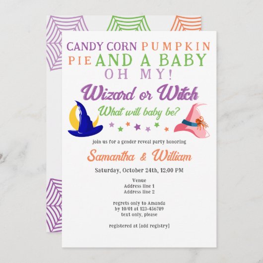 ウィッチウィザード魔法ハロウィンジェンダーの表示パーティー 招待状 (正面/裏面)