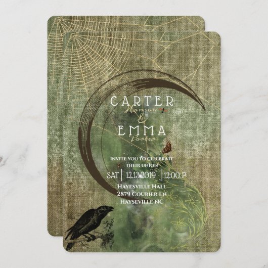 ウィッチウィッカスペルとくもの巣結婚式招待状 招待状 (正面/裏面)