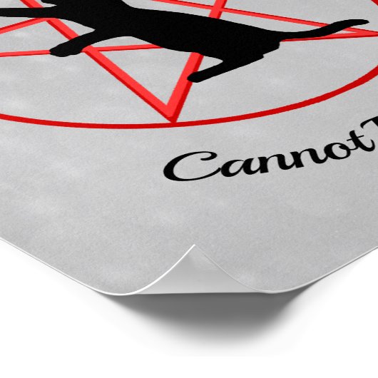 ウィッチウィッカ信者シンボルブラックキャットペンタグラムグレー ポスター (角)