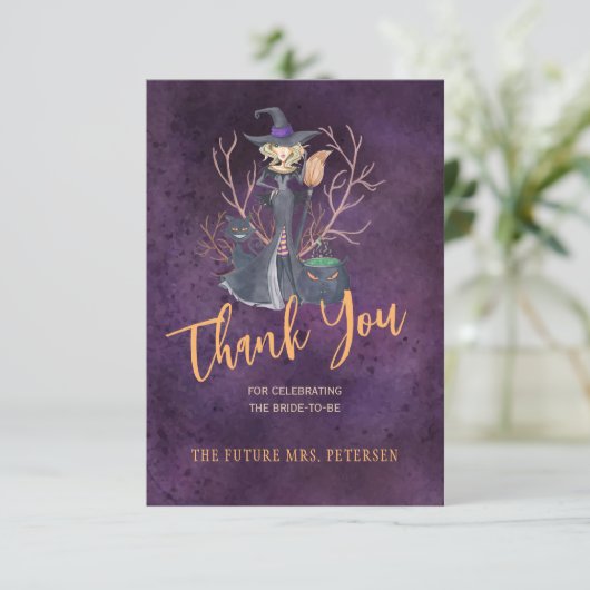 ウィッチウォーターカラーハロウィン感謝していブライダルシャワーユー サンキューカード (スタンド正面)