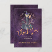 ウィッチウォーターカラーハロウィン感謝していブライダルシャワーユー サンキューカード (正面/裏面)