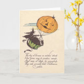 ウィッチエアバルーンハロウィーンのカボチャのちょうちんカボチャ カード (黄色い花)