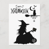 ウィッチエレガントタロットキャットムーン&スターズおもしろいハロウィン ポストカード (正面)