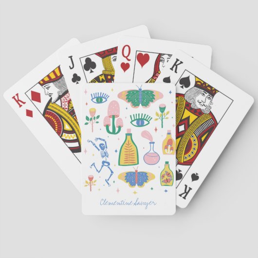 ウィッチカラフルー魔法ポーショパーソナライズされたン トランプ (裏面)