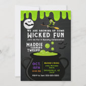 ウィッチカルドロンハロウィーン誕生日招待状 招待状 (正面)